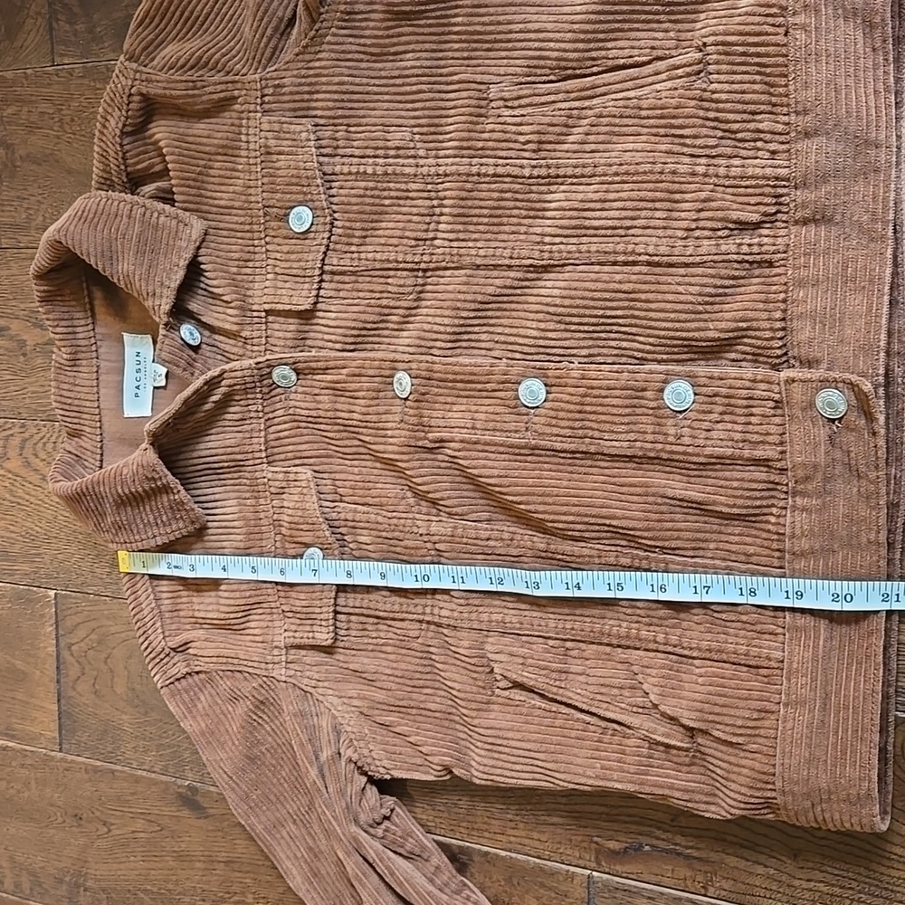 PACSUN Los Angeles Wide Wale Corduroy Jean Jacket Rust Brown Womens S EUC - Picture 9 of 9